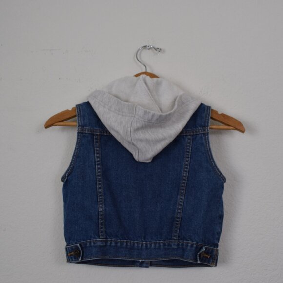 Forever 21 Hooded Denim Vest Girls Size 9/10 (ALTERED) - Picture 2 of 6